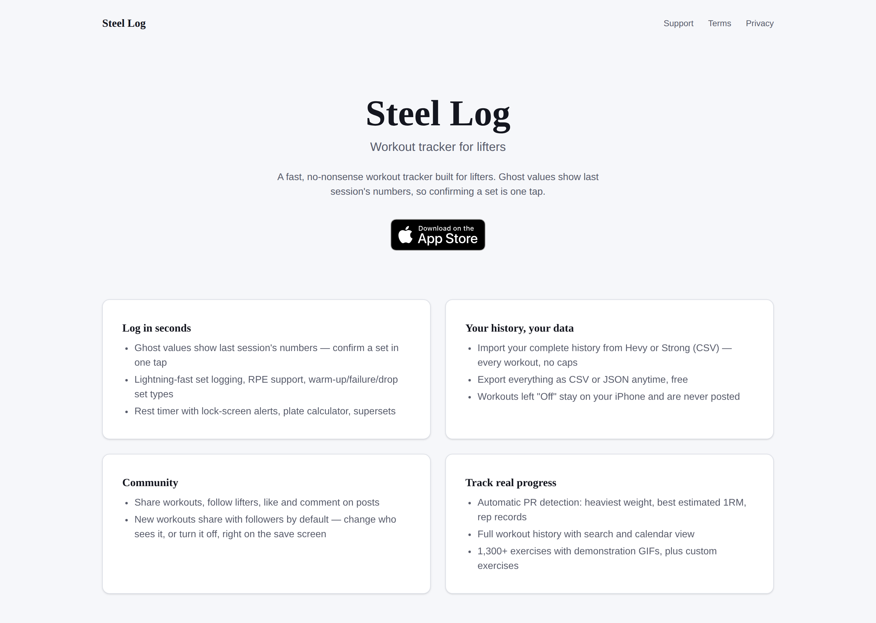 steellogapp.com — the Steel Log marketing site, designed and built by Kurouto Digital